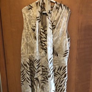 Brown Fern Print Chiffon Party Dress. Size 22.